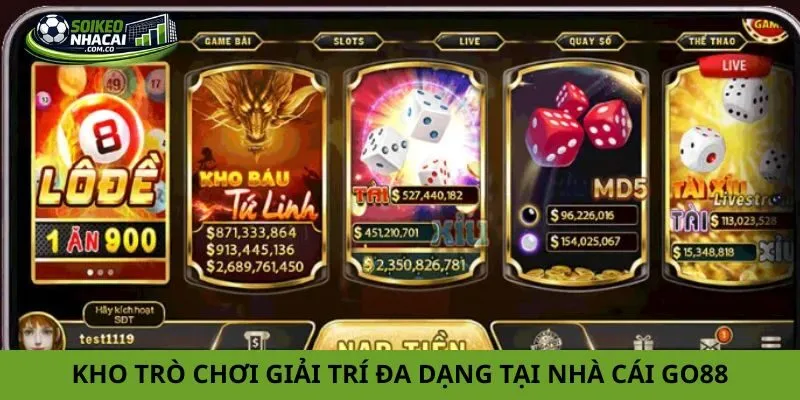 Kho trò chơi giải trí đa dạng tại nhà cái Go88